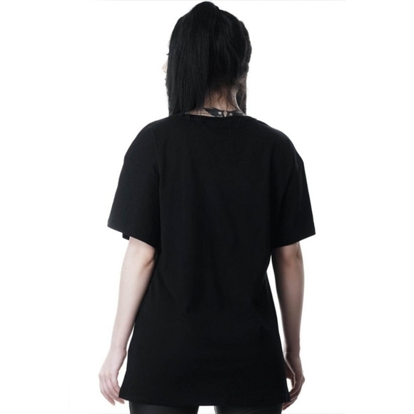 Killstar ✦ Scoop Neck Tee ✦ Diablerie Black Cotton Jersey w/ Bold Graphic Print - Picture 3 of 6